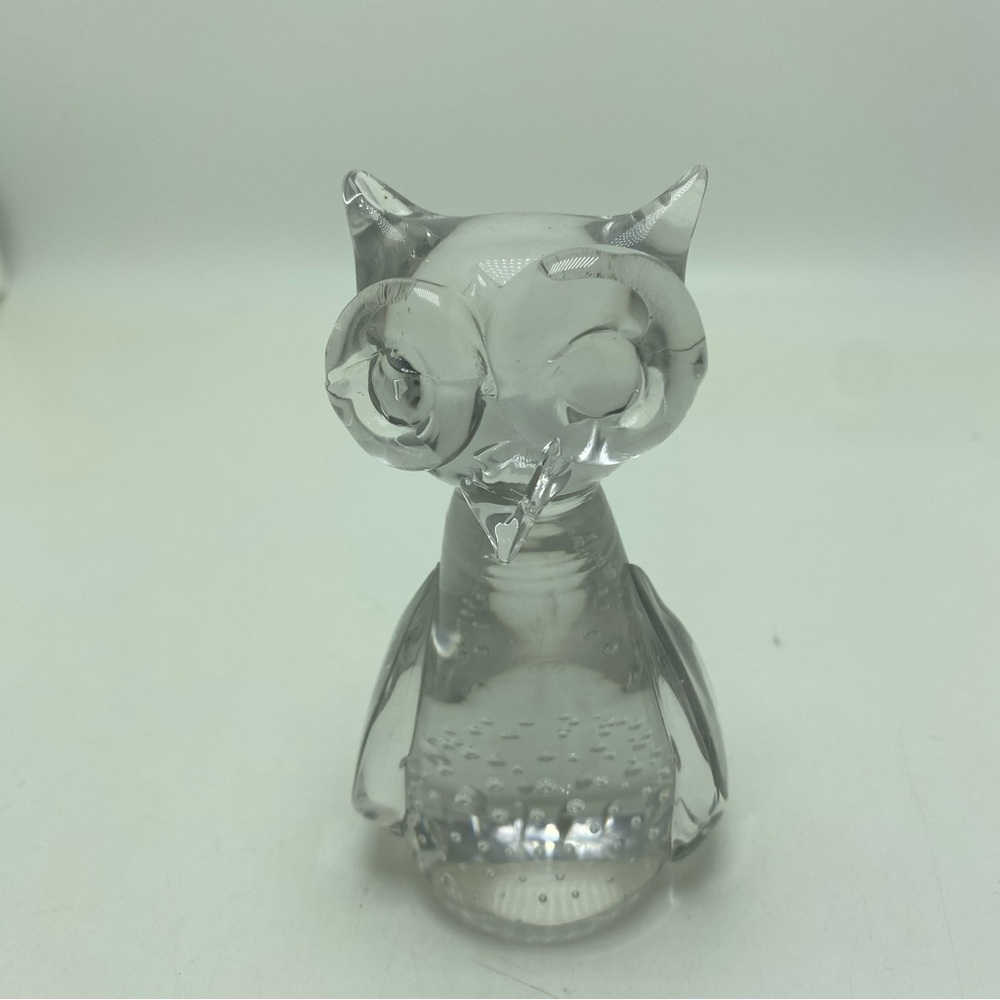 Vintage Hand Blown Art Glass Owl Paperweight